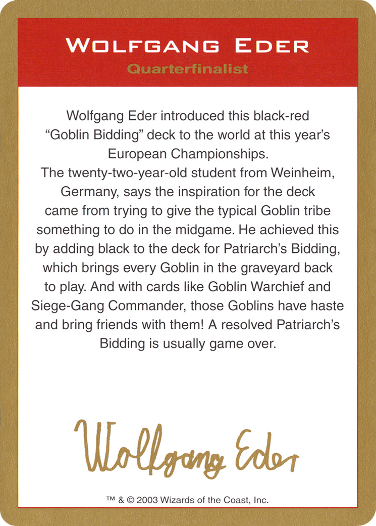 Wolfgang Eder Bio (WCD-WE0A) -