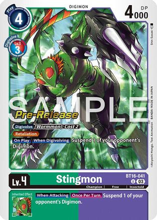 Stingmon (BT16-041) - Beginning Observer Pre-Release Cards Foil