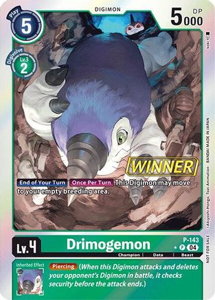 Drimogemon - P-143 (Store Tournament 2024 Jul. - Sep. Winner Pack) (P-143) - Digimon Promotion Cards Foil