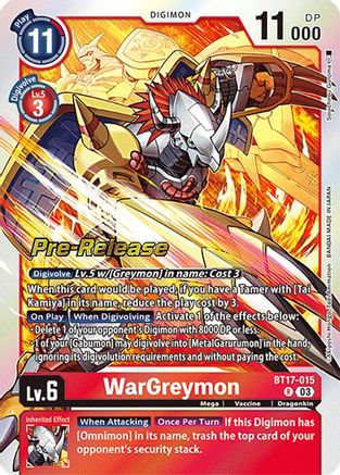 WarGreymon (BT17-015) - Secret Crisis Pre-Release Cards Foil