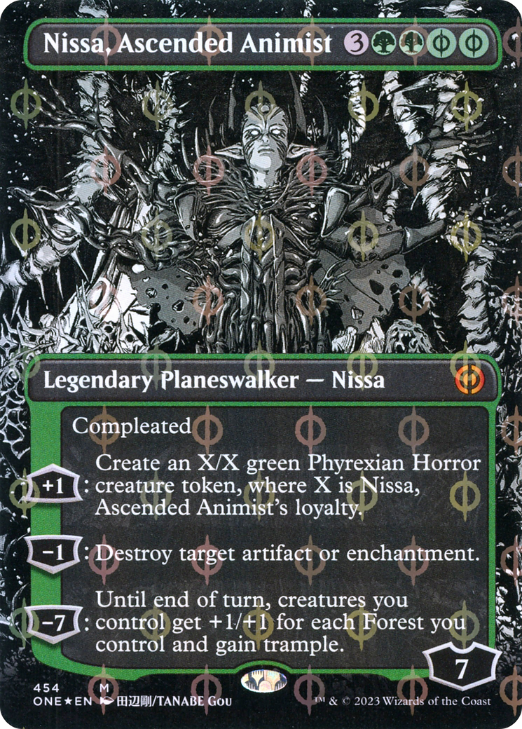 Nissa, Ascended Animist (ONE-454) - : (Showcase) (Borderless) Foil