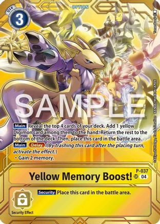 Yellow Memory Boost! - P-037 (Premium Card Collection - Memory Boost! Set) (P-037) - Digimon Promotion Cards Foil