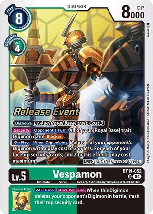 Vespamon (BT19-052) - Release Special Booster 2.0 Pre-Release Cards Foil