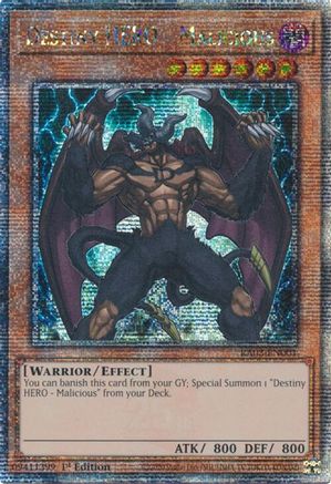 Destiny HERO - Malicious (Quarter Century Secret Rare) (RA03-EN001) - Quarter Century Bonanza 1st Edition