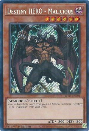 Destiny HERO - Malicious (Secret Rare) (RA03-EN001) - Quarter Century Bonanza 1st Edition