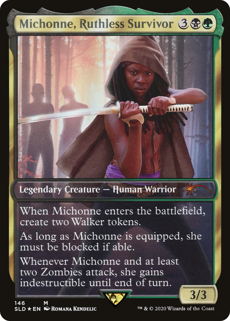 Enkira, Hostile Scavenger (SLD-146) -  / Michonne, Ruthless Survivor Foil