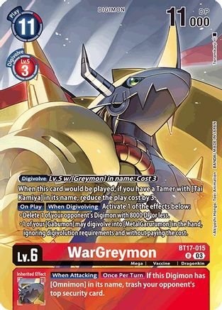 WarGreymon (Omnimon Binder Set) (BT17-015) - Secret Crisis