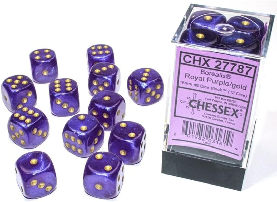 Chessex: Borealis- Royal Purple/Gold 16mm