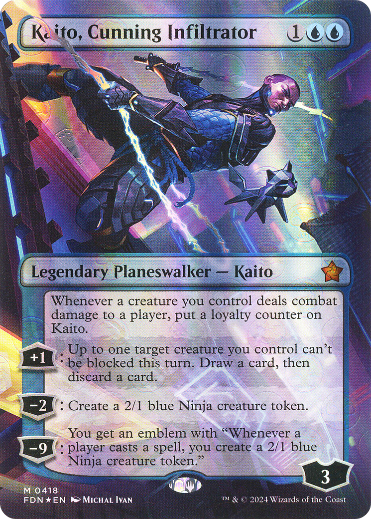 Kaito, Cunning Infiltrator (FDN-418) -  (Borderless) Foil