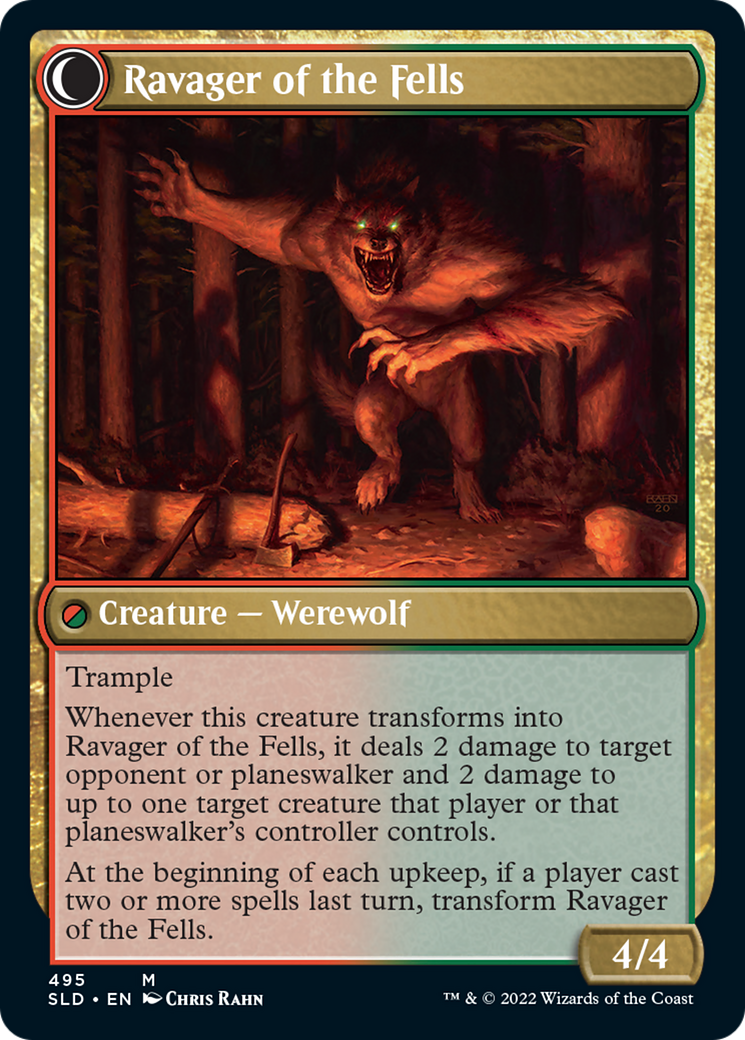 Huntmaster of the Fells // Ravager of the Fells (SLD-495) - : (Double Faced Transform) Foil