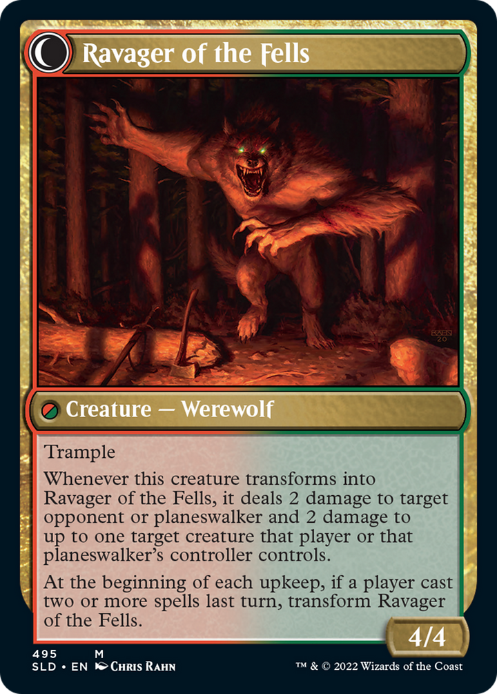 Huntmaster of the Fells // Ravager of the Fells (SLD-495) - : (Double Faced Transform) Foil