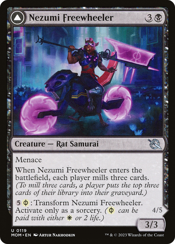 Nezumi Freewheeler // Hideous Fleshwheeler (MOM-119) -  Foil