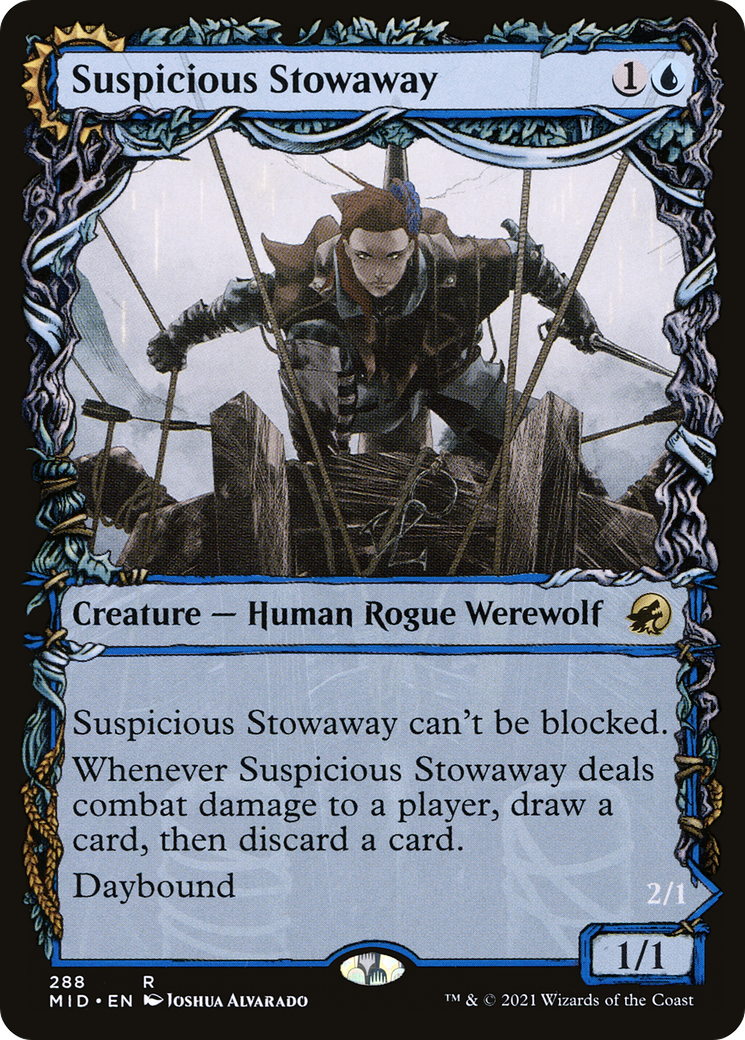 Suspicious Stowaway // Seafaring Werewolf (MID-288) - : (Showcase, Double Faced Transform)