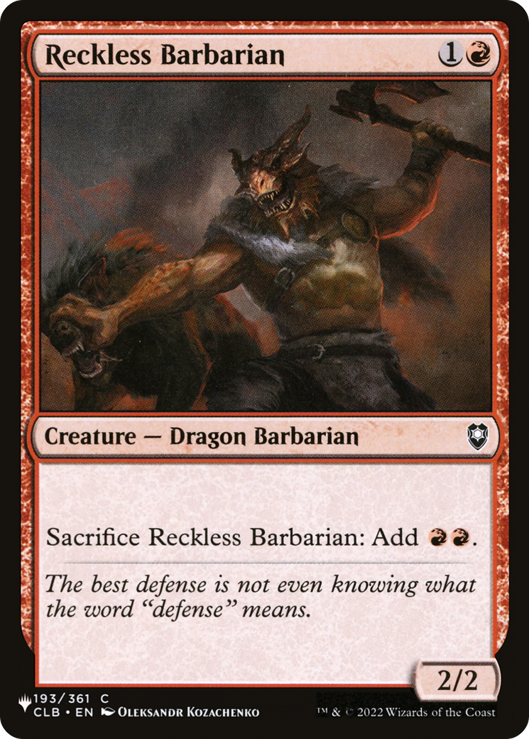 Reckless Barbarian (LIST-CLB-193) -