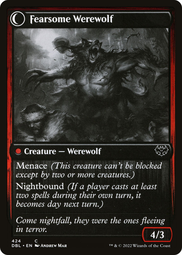 Fearful Villager // Fearsome Werewolf (DBL-424) - : (Double Faced Transform) Foil