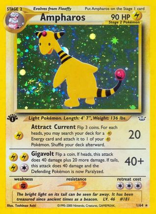 Ampharos 1/64 - 1st Edition Holofoil