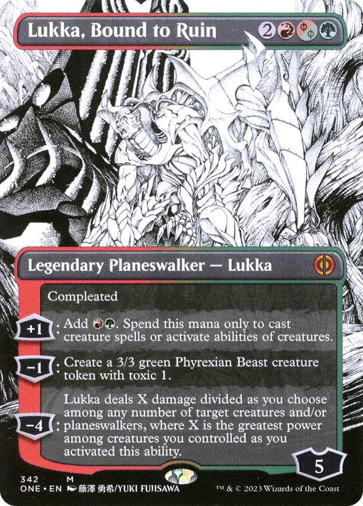 Lukka, Bound to Ruin (ONE-342) - : (Showcase) (Borderless) Foil