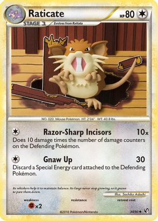 Raticate 34/90 - Reverse Holofoil