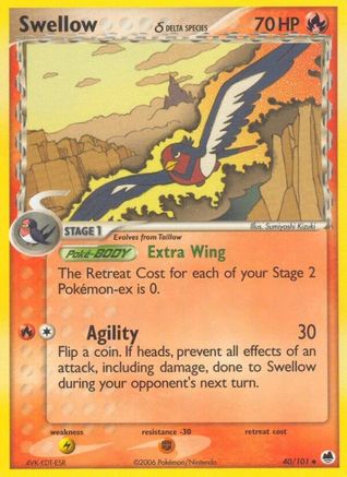 Swellow (Delta Species) 40/101 - Reverse Holofoil