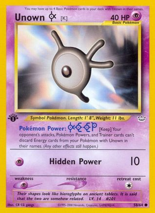 Unown [K] 58/64 - 1st Edition