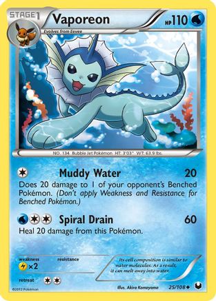 Vaporeon 25/108 - Reverse Holofoil