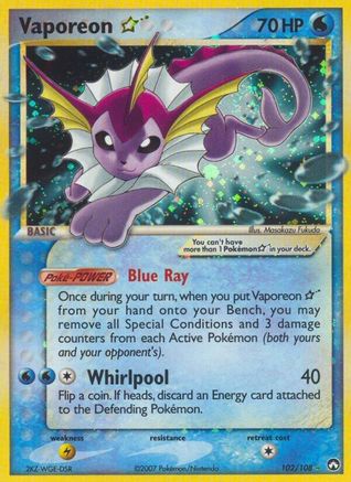 Vaporeon Star 102/108 - Holofoil