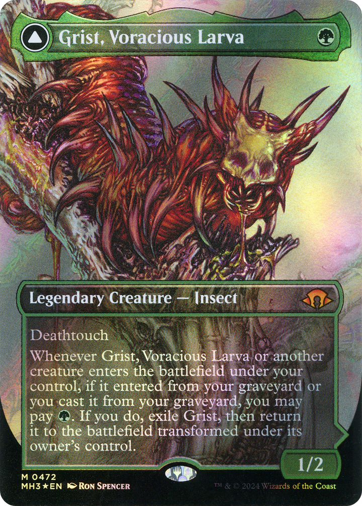 Grist, Voracious Larva // Grist, the Plague Swarm (MH3-472) -  (Borderless) Foil