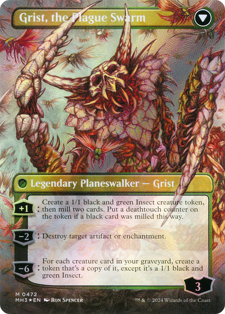 Grist, Voracious Larva // Grist, the Plague Swarm (MH3-472) -  (Borderless) Foil