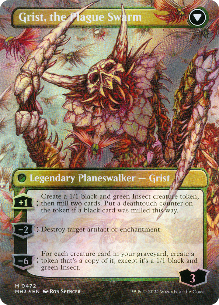 Grist, Voracious Larva // Grist, the Plague Swarm (MH3-472) -  (Borderless) Foil