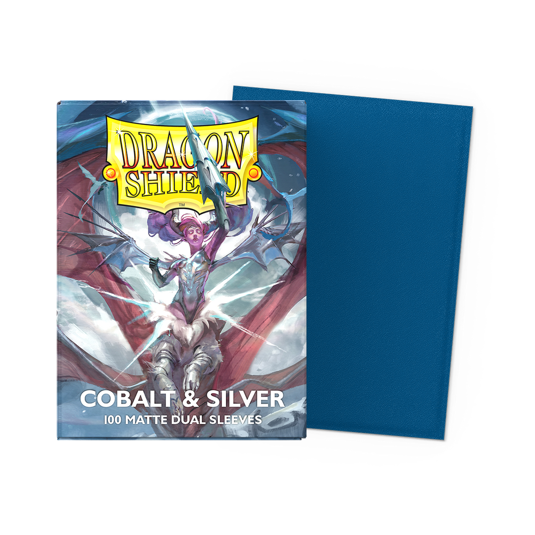 Dragon Shield Sleeves: Standard Matte Dual - Cobalt & Silver 100CT