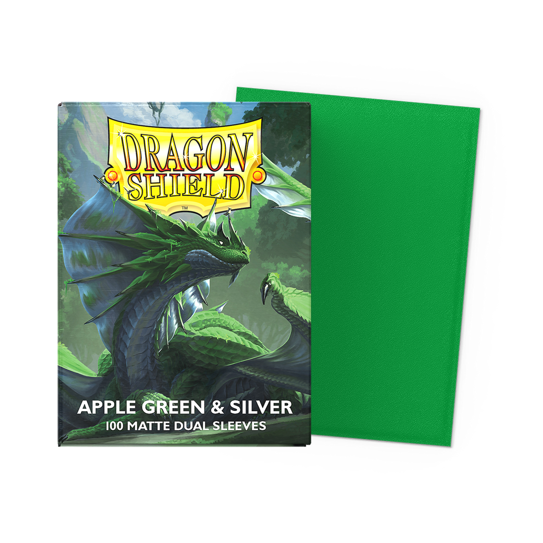 Dragon Shield Sleeves: Standard Matte Dual - Apple Green & Silver 100CT