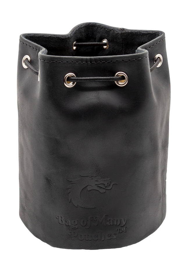 Ultimate Bag of Many Pouches Dice Bag - Black Leather