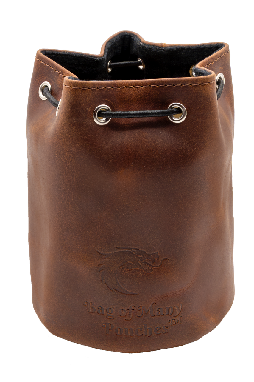 Ultimate Bag of Many Pouches Dice Bag - Brown Leather