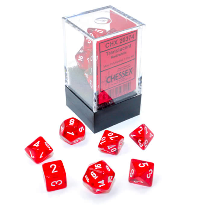 Chessex Translucent Mini Polyhedral 7 Die Set Red/White