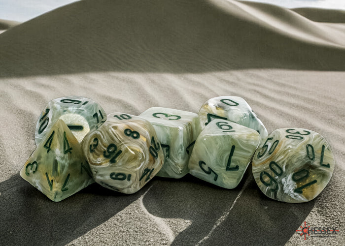 Chessex Mega-Hedral Marble Green/Dark Green 7-Die Set