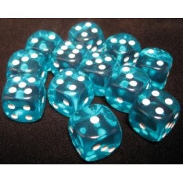 Chessex Translucent Teal/white 16MM D6 Dice Block
