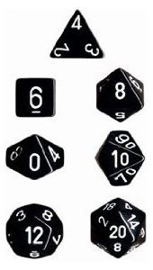 Chessex: Opaque Black 7-Die Set