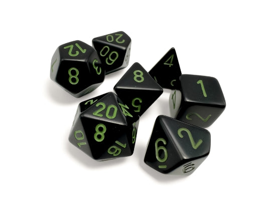 Chessex Opaque Black/Green 7 Die Set