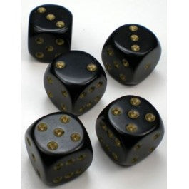Chessex: Opaque Black/Gold 12Mm D6 Dice