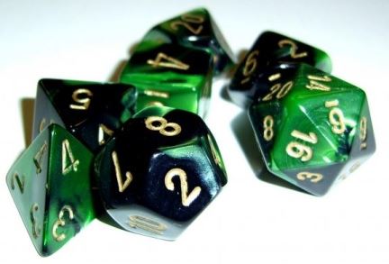 Gemini Black-Green/Gold 7-Die Set