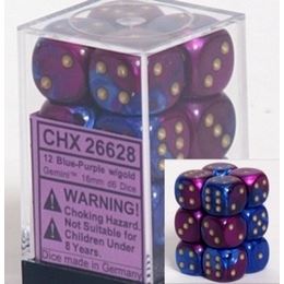 Chessex Gemini Blue-Purple/gold 16MM D6 Dice Block