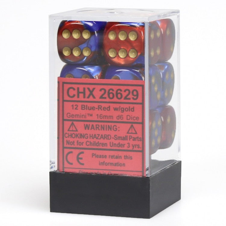 Chessex: Gemini Blue-Red / Gold 16mm