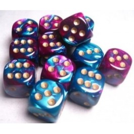 Chessex Gemini Purple-Teal/gold 16MM D6 Dice Block