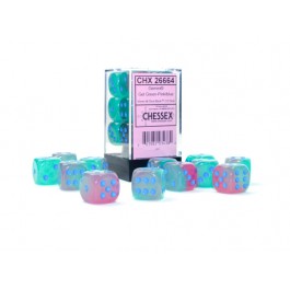 Chessex Gemini Gel Green-Pink/blue 16MM D6 Dice Block