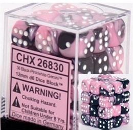 Chessex:  Gemini Black-Pink/White 12Mm D6 Dice