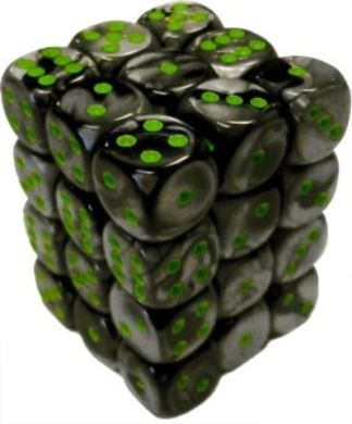 Chessex: Gemini Black-Grey/Green 12Mm D6 Dice