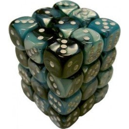 Chessex:  Gemini Black-Shell/White 12Mm D6 Dice