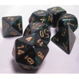 Chessex Scarab Polyhedral 7 Die Set Jade/Gold