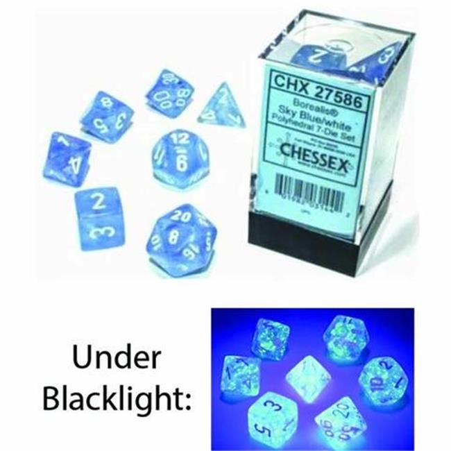 Chessex Borealis Polyhedral Sky Blue/white 7-Die Set