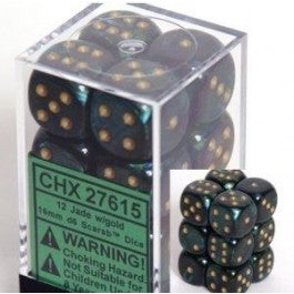 Chessex Scarab Jade/gold 16MM D6 Dice Block